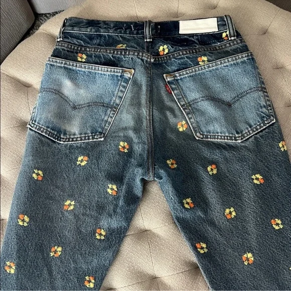 RE/DONE X Levi's 70s Floral-Embroidered Upcycled Jeans 25 - Picture 8 of 10